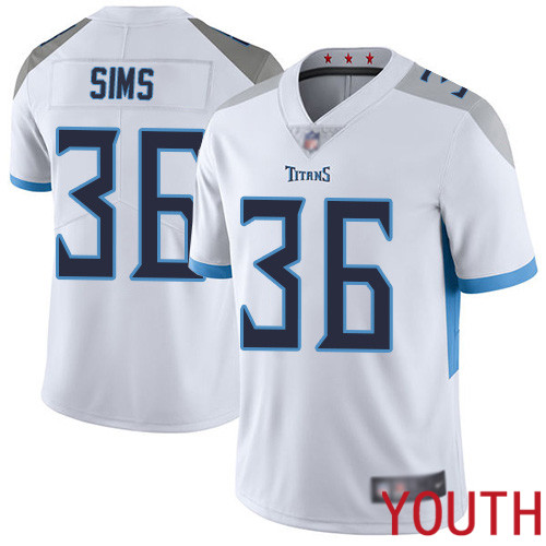 Tennessee Titans Limited White Youth LeShaun Sims Road Jersey NFL Football #36 Vapor Untouchable->youth nfl jersey->Youth Jersey
